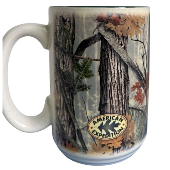 American Expedition Deer Forest Ceramic Coffee Mug 16 Oz Green Interior Hunting - Picture 2 of 9
